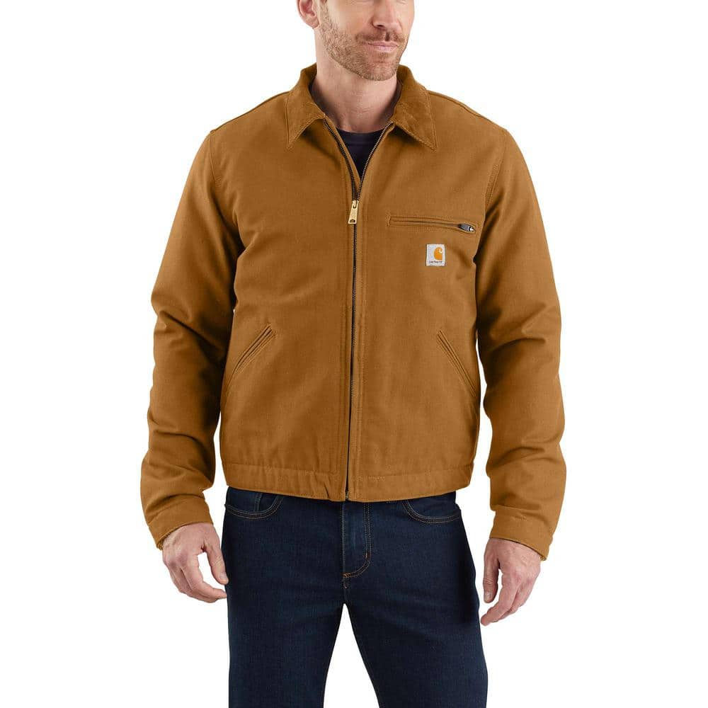 Carhartt Men's X-Large Brown Cotton Washed Duck Detroit Jacket 103828-BRN -  The Home Depot