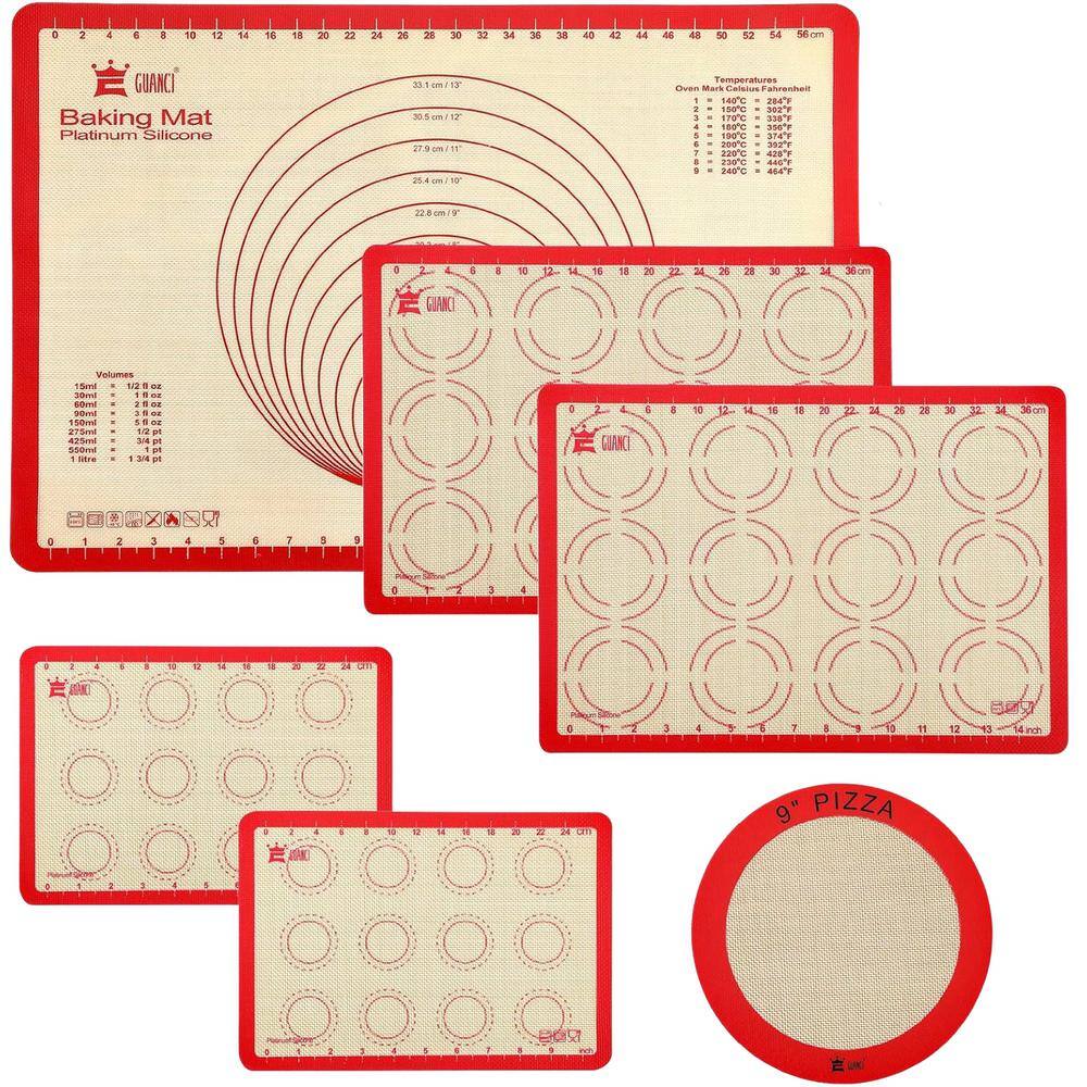Silicone Red Baking Mat Non-Stick Reusable Pizza Bakeware for Making Macaro