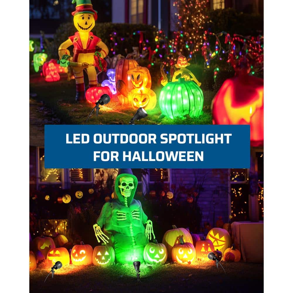 DEWENWILS 120V LED Black Outdoor Spotlight with Color Lenses