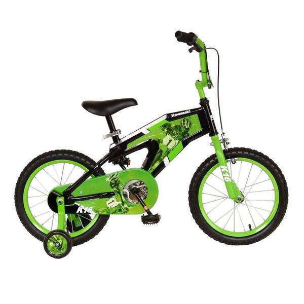 Kawasaki Monocoque Kid's Bike, 16 in. Wheels, 11 in. Frame, Boy's Bike in Green