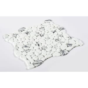 Mellow Tranquil White/Gray 12-1/8 in. x 12-1/8 in. Smooth Stone Look Glass Mosaic Wall Tile (5.1 sq. ft./Case)