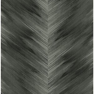 Charcoal Washed Chevron Vinyl Peel and Stick Wallpaper Roll 30.75 sq. ft.