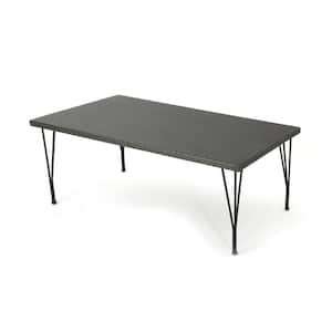 Gray Wicker 28.5 in. H Rectangular Outdoor Dining Table