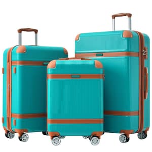 20/24/28 in. 3-Piece Green Hardshell Luggage Sets with double spinner 8 wheels and TSA Lock Light-weight