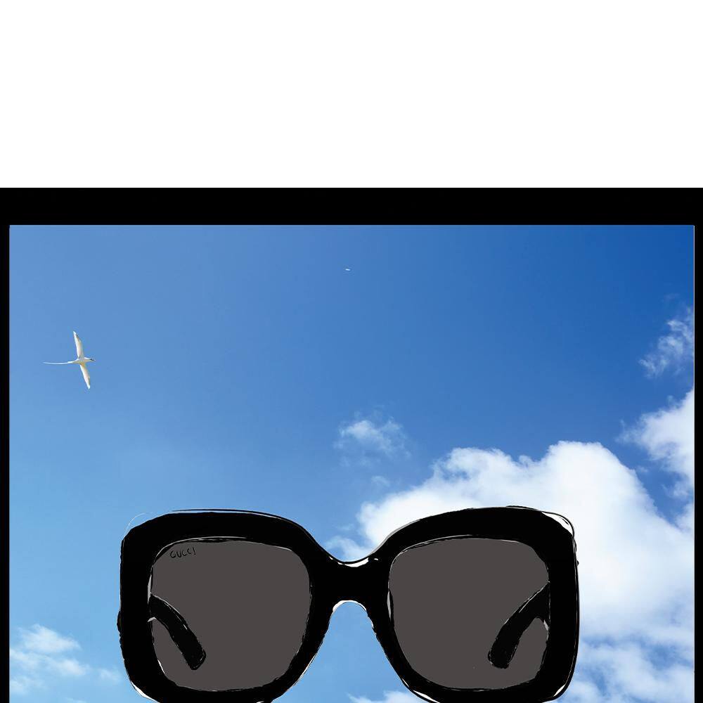 Gucci Sunglasses Beach Scene 14x18 Framed Print