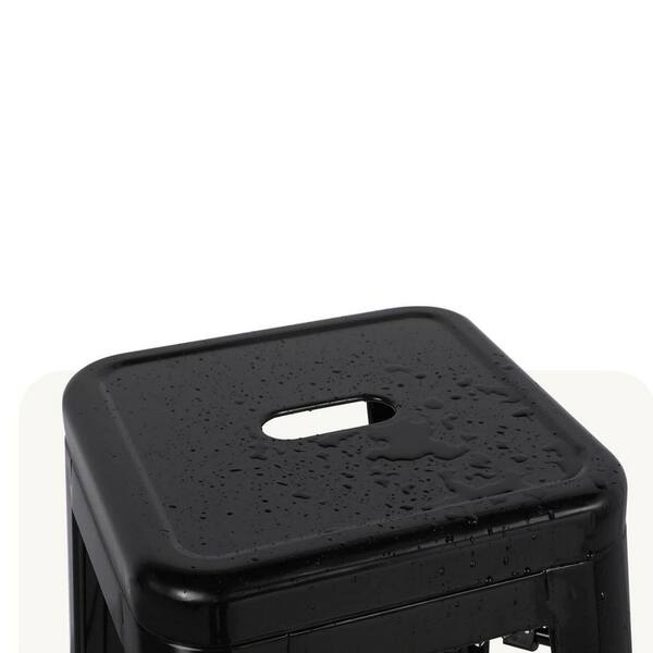 Black Stackable Metal Outdoor Bar Stool (4-Pack) L07WWTKBJW - The