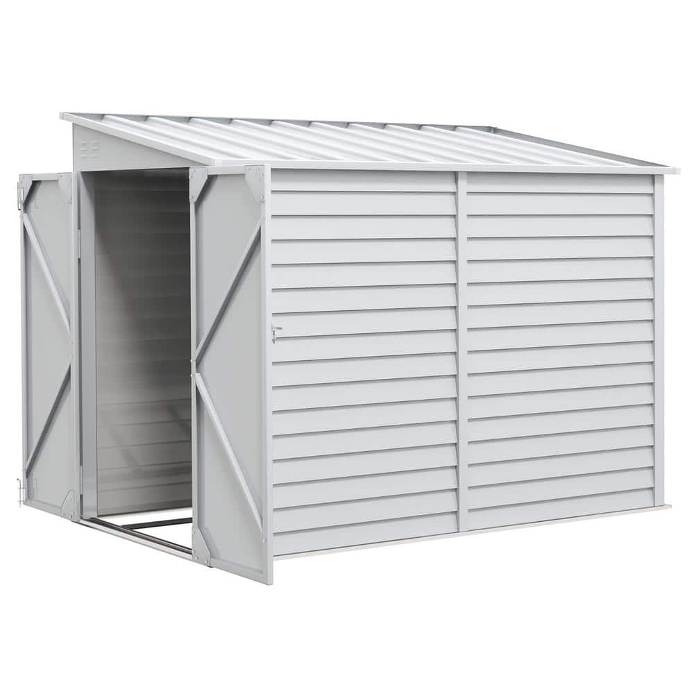 Outsunny White Metal Garden Storage Shed with Sliding Door and Windows