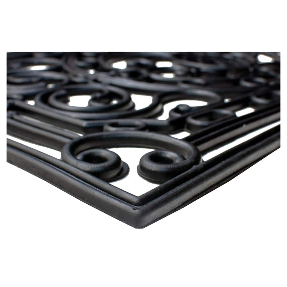 Pineapple Heritage Black Rubber Decorative Doormat 17" x 41"