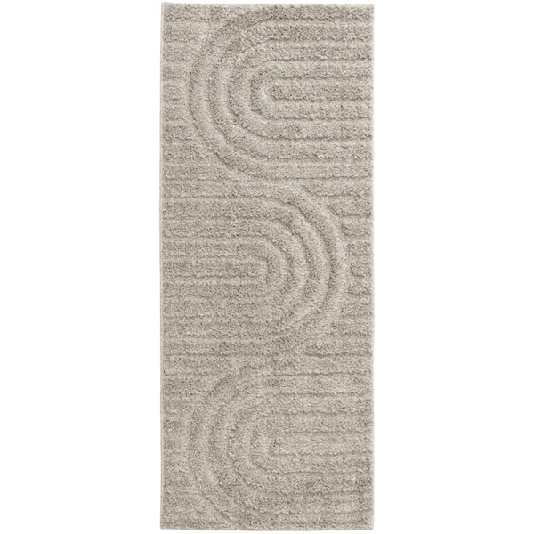 Oathil Light Frost Gray 2 ft. x 5 ft. Geometric Runner Rug