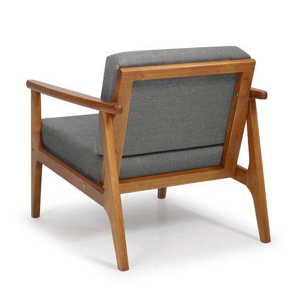 Camaflexi Mid Century Modern Gray Upholstery Solid Wood Accent Chair Mdc01 The Home Depot Camaflexi Mid Century Modern Gray, Mid Century Arm Chair