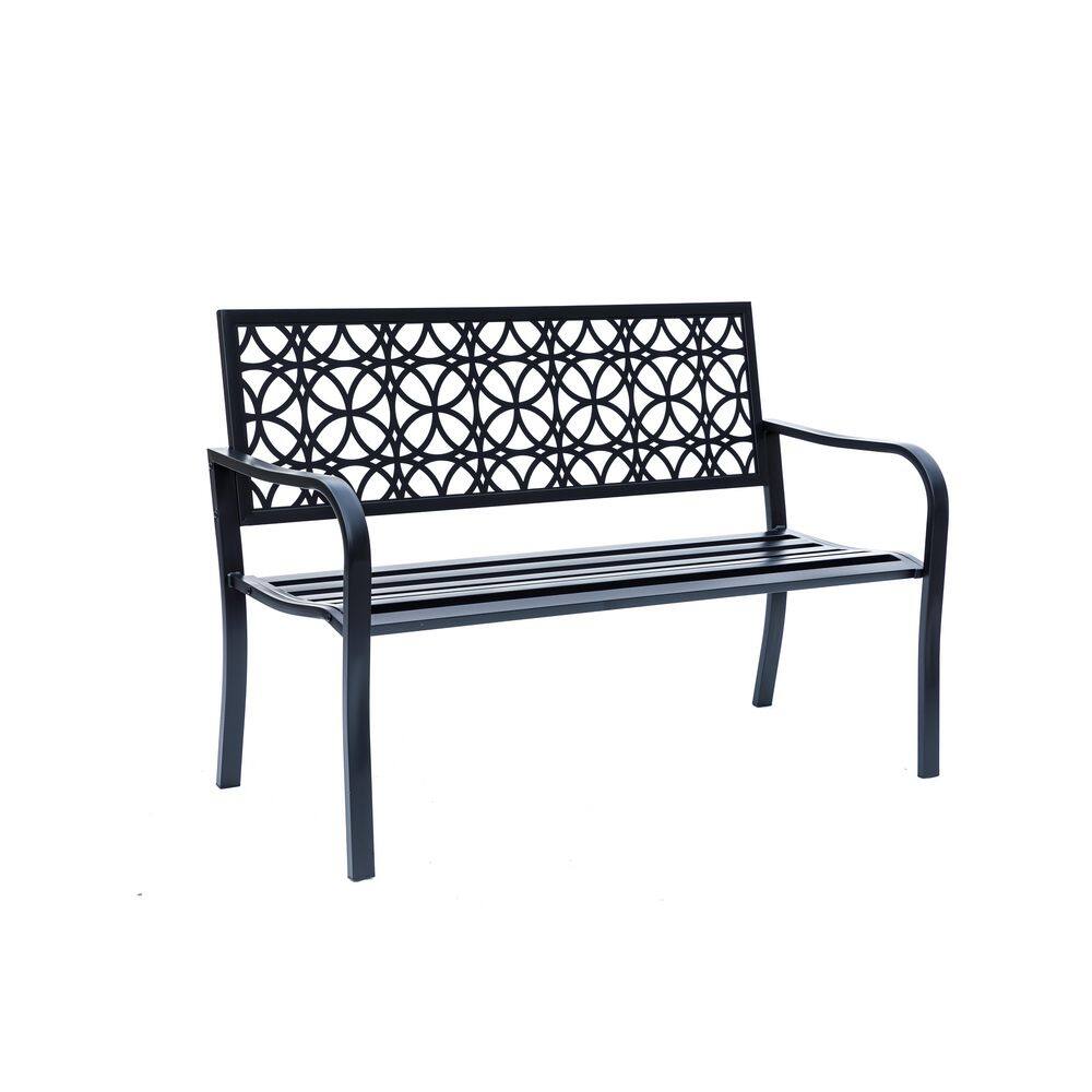Classic Noir- Black All-Steel Garden Bench for Timeless Appeal price history on PriceWatchPro