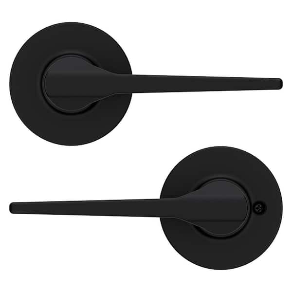 Kwikset Hollis Round Rose Matte Black Passage Hall/Closet Door