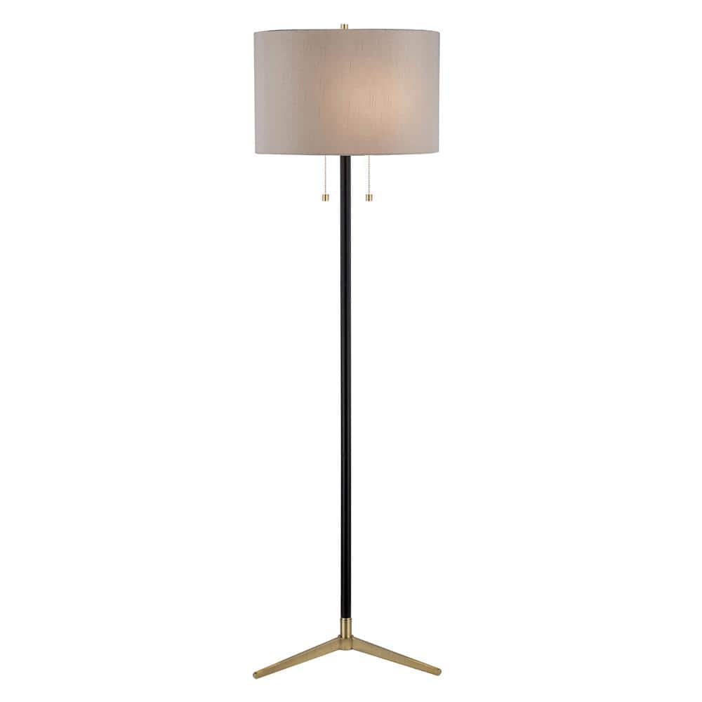 Clementine 60.5 in. Antique Brass and Black Floor Lamp