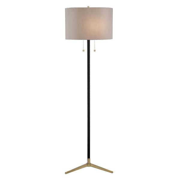 Unbranded Clementine 60.5 in. Antique Brass and Black Floor Lamp