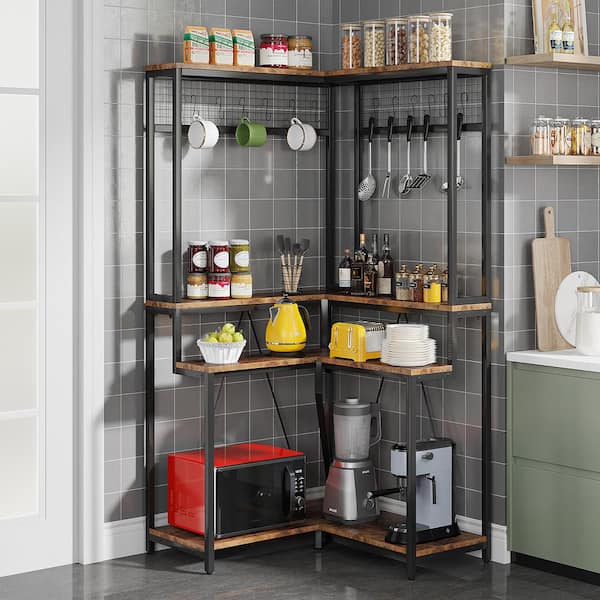 Tribesigns Kathleen Rustic Brown Metal Bakers Rack | HOGA-XK00136