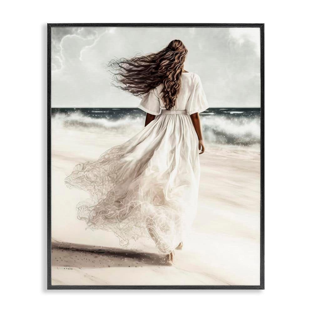 Beach Stroll Sea Spray by Incado Black Framed People Giclee Art Print 20 in. x 16 in. price history on PriceWatchPro