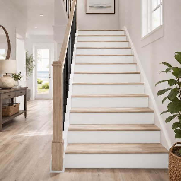 Hickman Coast Pine 4.5 mm T x 11.5 in. W x 47 in. L Luxury Vinyl Eased Edge Stair Tread and Riser (2-Pieces/Case)