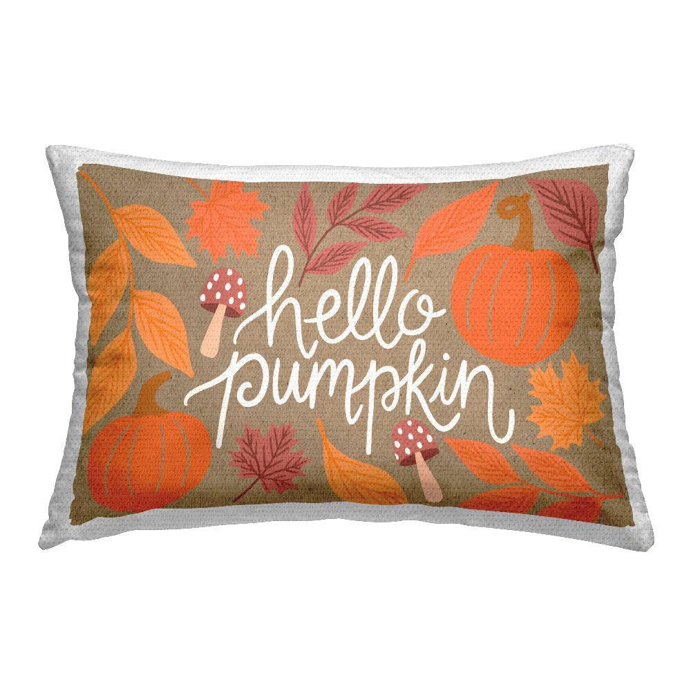 Rustic Hello Pumpkin Orange Rectangular Outdoor Throw Pillow price history on PriceWatchPro