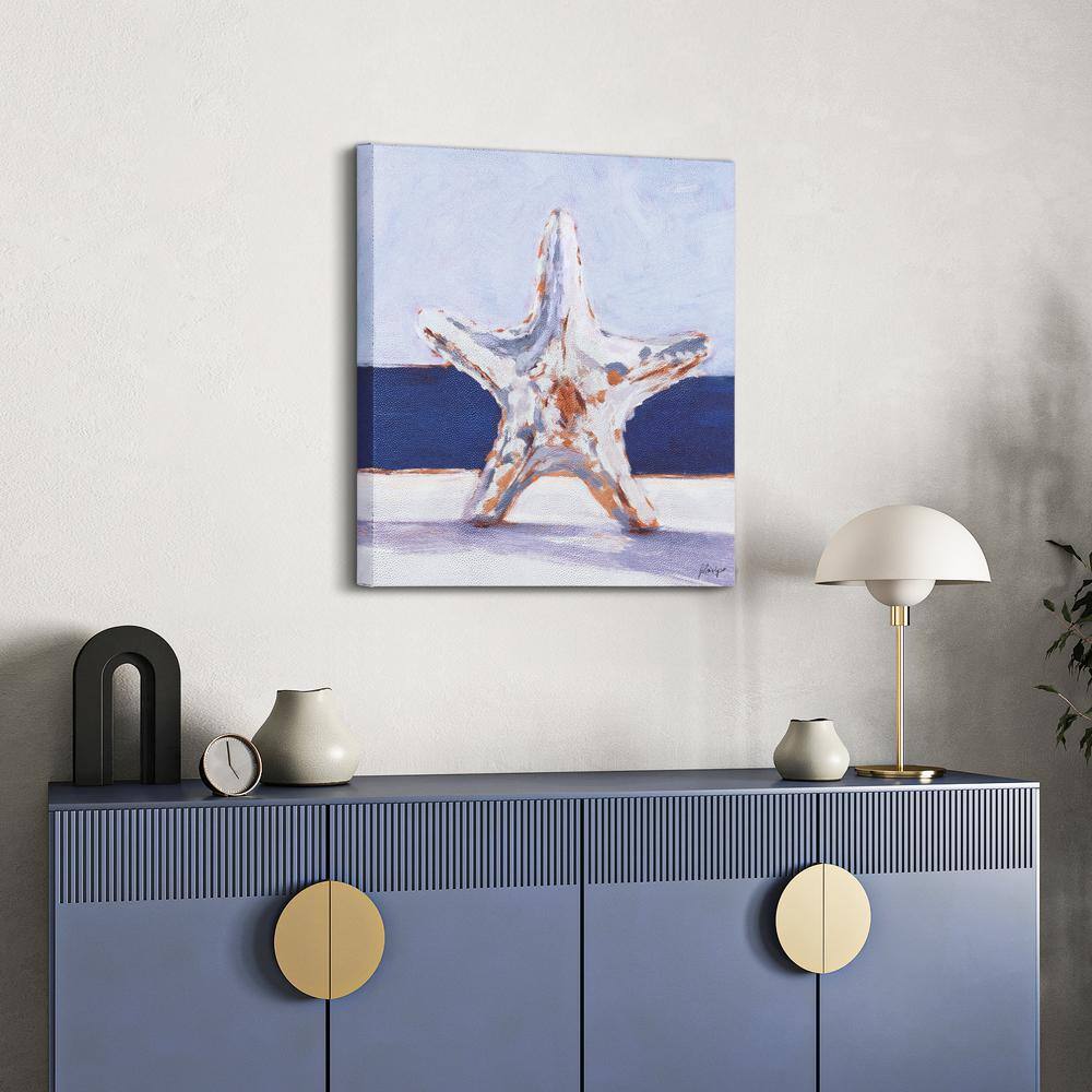 Coastal Serenity Starfish on Silver Shagreen Canvas Wall Art