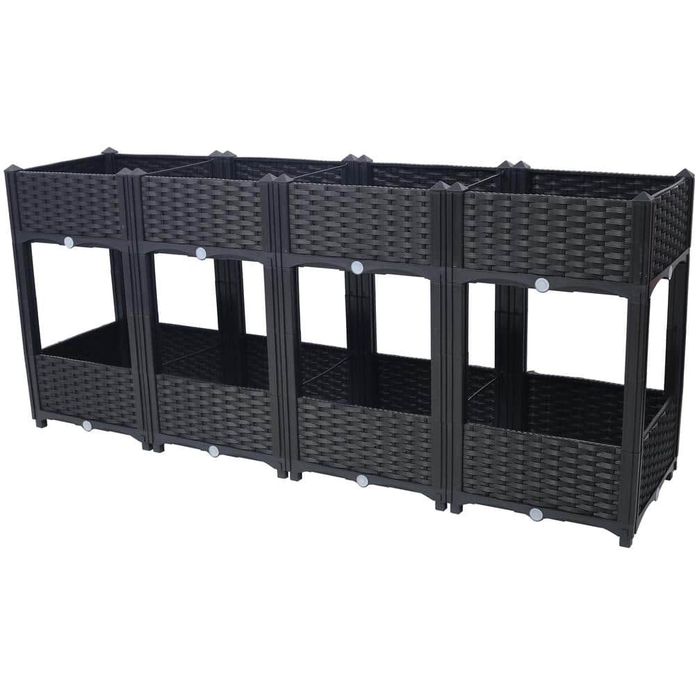 Black 63 in. x 15 in. x 27 in. Plastic Planter Raised Beds Elevated Garden 