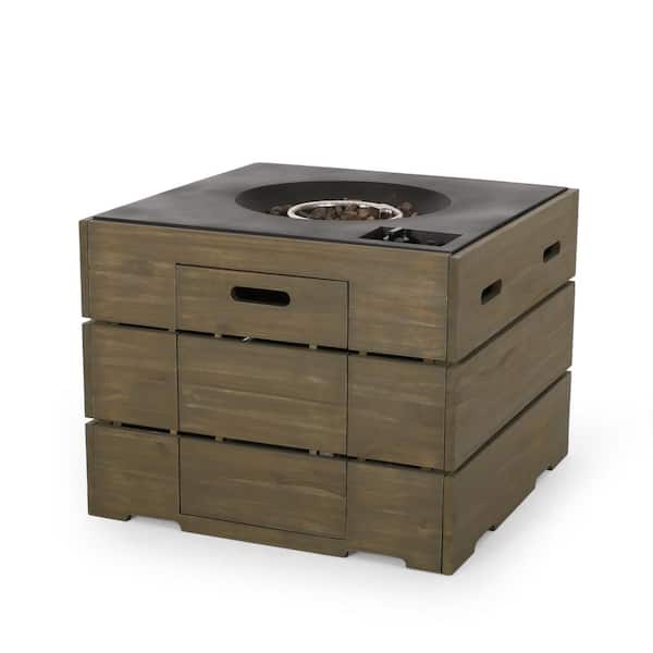 Noble House Barnsley Gray Square Wood Fire Pit Table