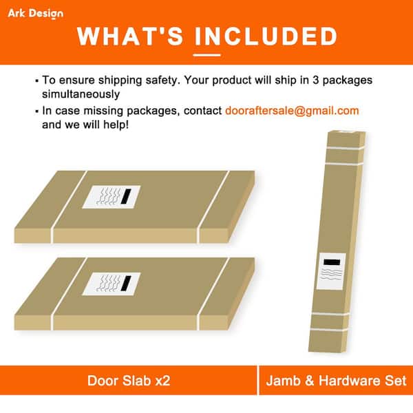 ARK DESIGN - 60 in. x 80 in. Universal Handed 10-Lite Clear Glass White Solid Core MDF French Door with Quick Assemble Jamb