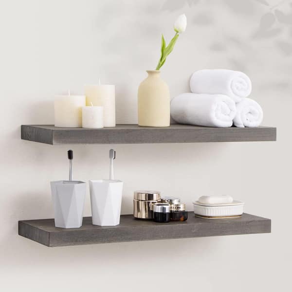 Unbranded 24 in. W x 8 in. D Grey Floating Shelves Decorative Wall Shelf (Set of 2)