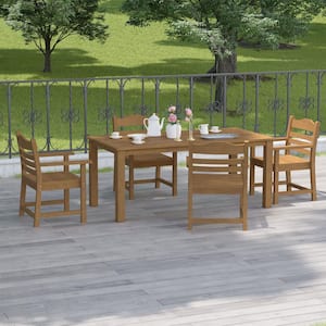5-Piece 4 Dinning Chairs Plus 1 Dining Table Teak Outdoor Dining Set