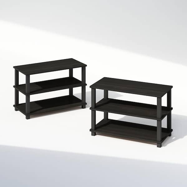Furinno Turn-S-Tube 15.4 in. Tall Espresso/Black Wood 3-shelf Stackable Bookcase (Set of 2)