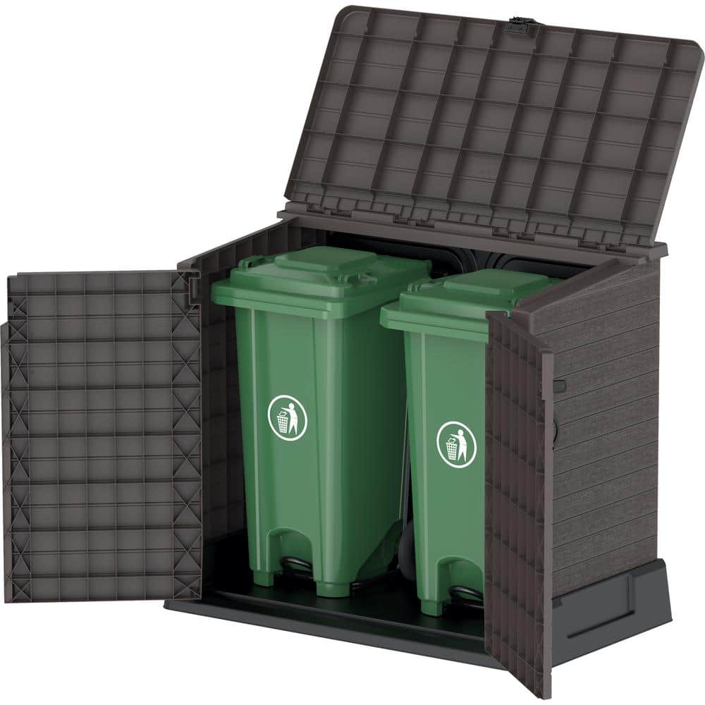 Brown Polypropylene Resin Outdoor Storage Shed with Lockable Doors