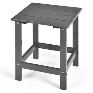 18 in. Gray Square Wood Patio Outdoor Coffee Table Side Slat Deck
