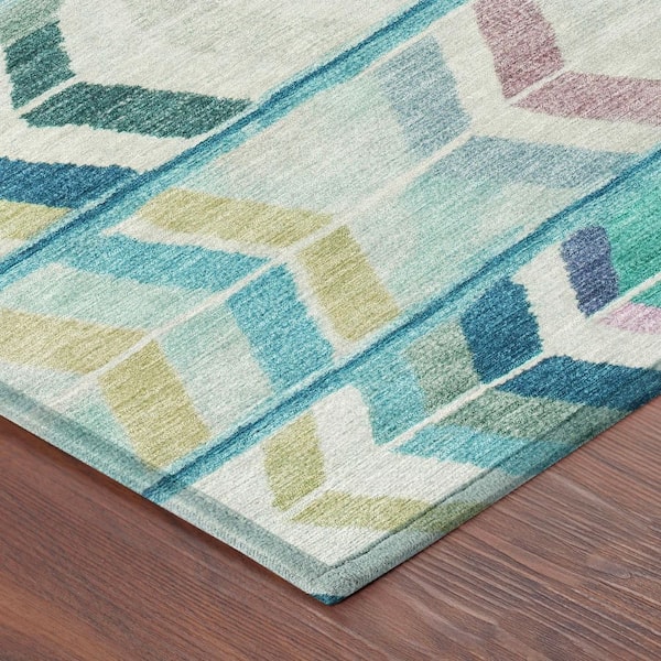 Chantille Machine Washable Indoor/Outdoor Abstract ACN2721 Teal 3 ft. x 5 ft. Area Rug