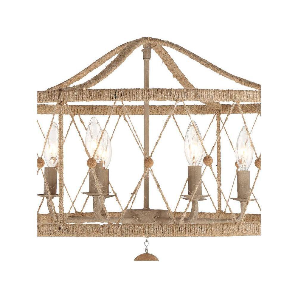 Brixton 6-Light Burnished Silver Drum Chandelier with Jute Accents