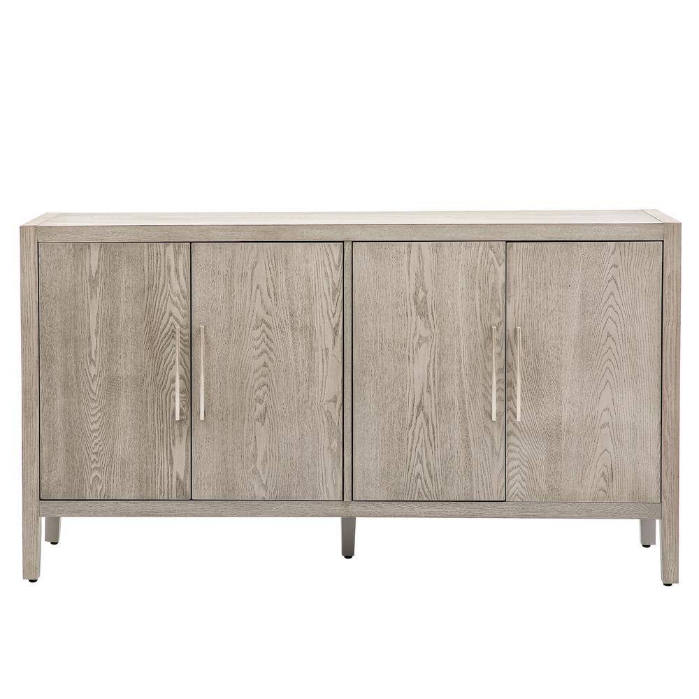 60.00 in. W x 15.70 in. D x 34.60 in. H Gray Linen Cabinet Sideboard with 4