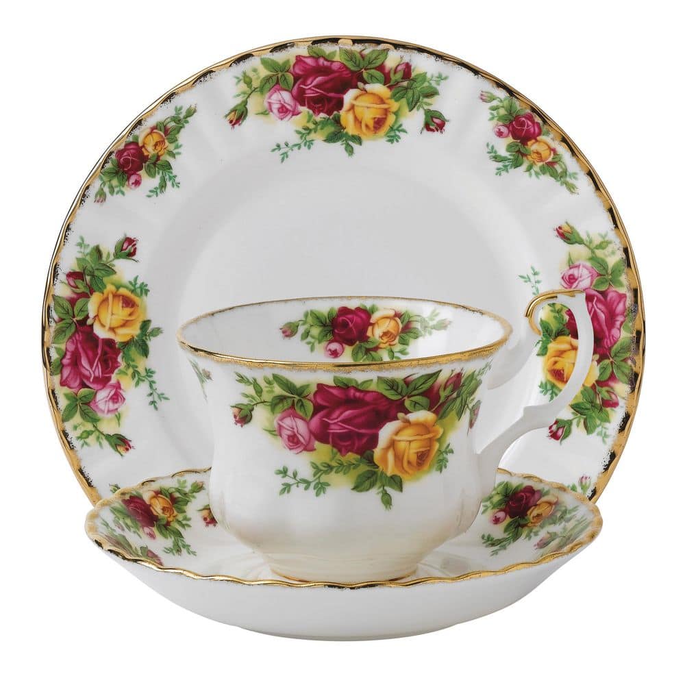 ROYAL ALBERT Old Country Roses 3-Piece Set (Teacup, Saucer and Plate 8 in.) -  40014088