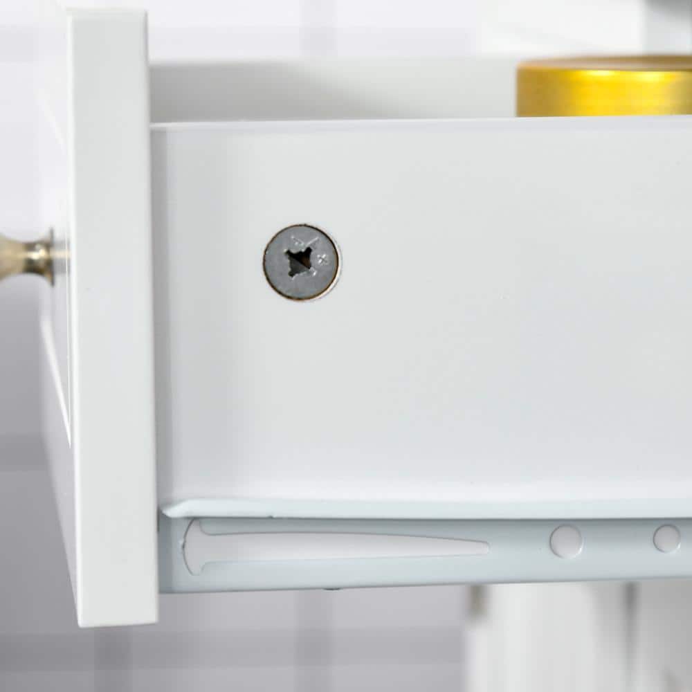 White MDF Freestanding Bathroom Cabinet with Adjustable Shelving