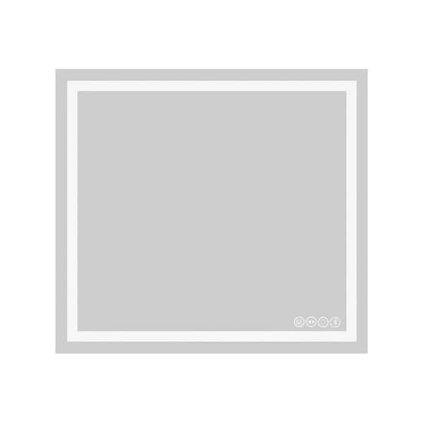 FUNKOL 36 in. W x 36 in. H Square Frameless LED Light with 3-Color and Anti-Fog Wall Bathroom Vanity Mirror in Silver