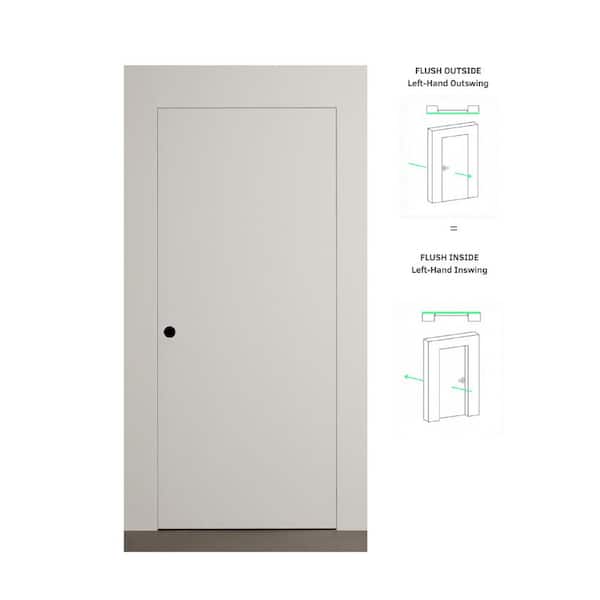Frameless Invisible R 24 in. x 84 in. Left-Handed Solid Core Primed Engineered Wood Single Prehung Interior Door