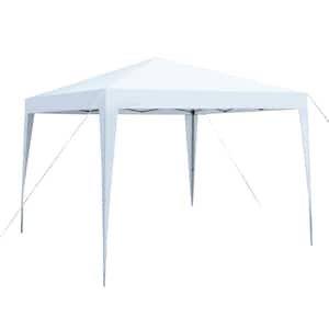 10 ft. x 10 ft. Pop Up White Canopy, Foldable Gazebo Tent with Carry Bag-Pink for Outdoor Events