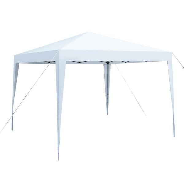 Zeus & Ruta 10 ft. x 10 ft. Pop Up White Canopy, Foldable Gazebo Tent with Carry Bag-Pink for Outdoor Events