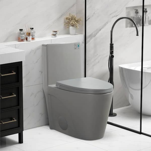 12 in. Rough in Size 1.1/1.6 GPF Dual Flush Elongated Toilet in Gray, Seat Included (1-Piece)