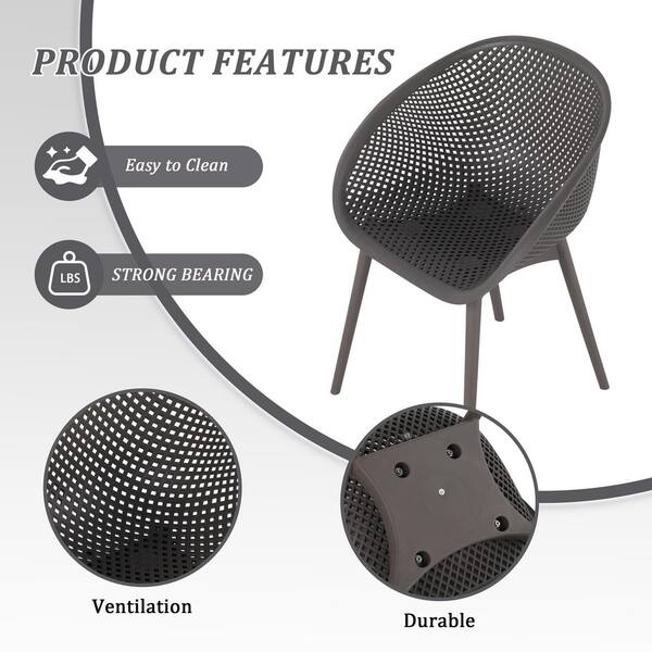 Warm Grey, 2-Pack Modern Lounge Chairs-Indoor/Outdoor All