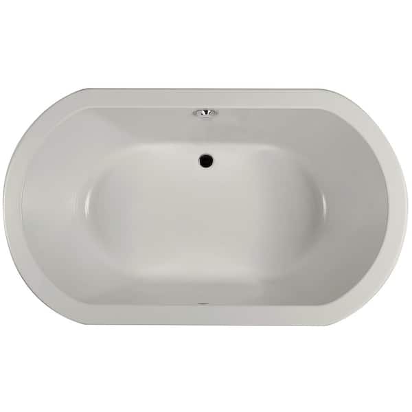 JACUZZI ANZA 66 in. x 42 in. Oval Soaking Bathtub with Center Drain in Oyster