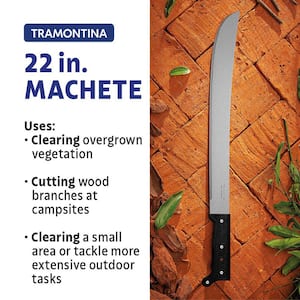 22" Carbon Steel Trailing Point Straight Edge Blade Machete with Poly Handle