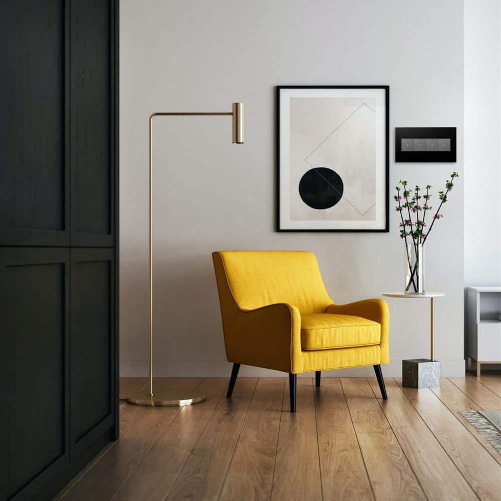 Graphite 4-Gang Screwless Wall Plate with Sophisticated Finish