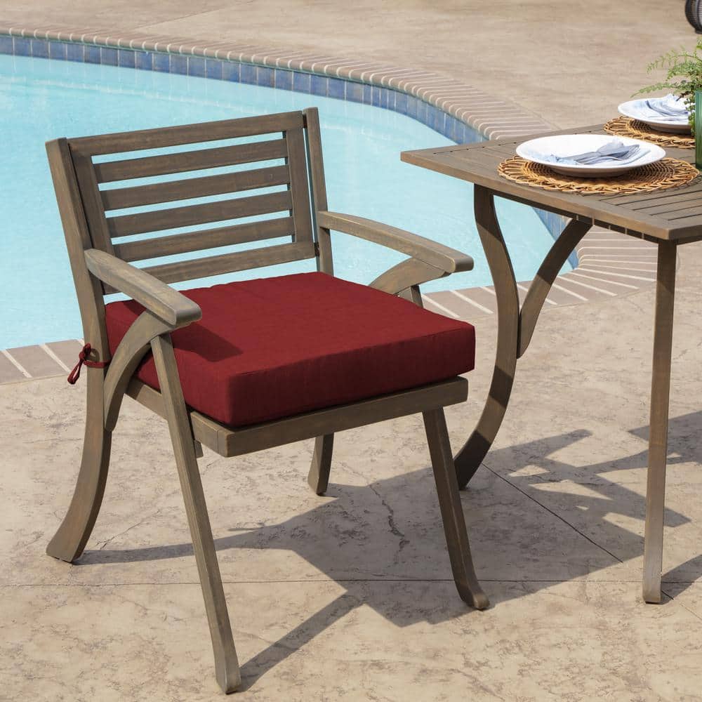 Ruby Red Polyester Outdoor Seat Cushion with Ties
