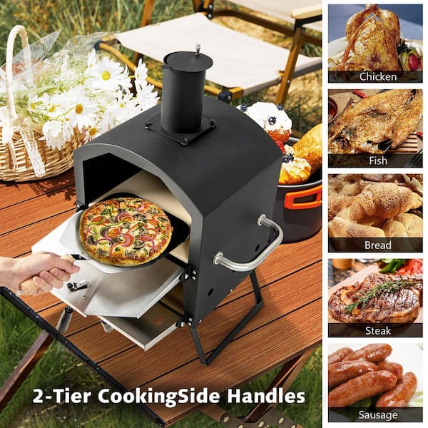 Costway Wood Pellet Pizza Oven Pizza Maker Portable Outdoor Pizza - See Details - Silver