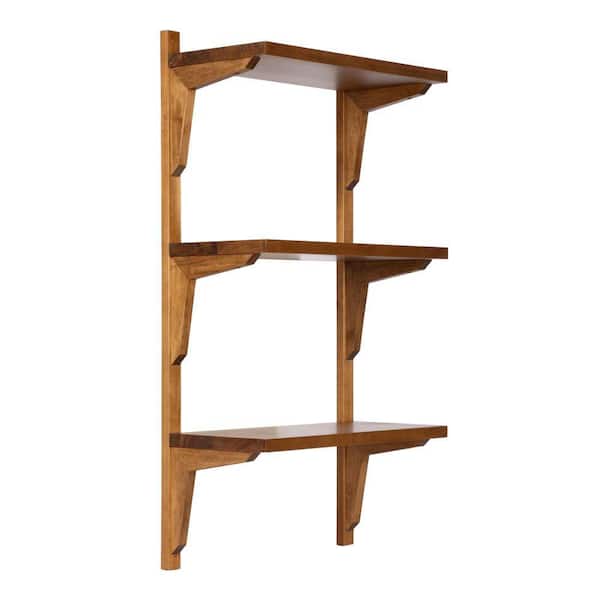 Meridien 18 in. W x 8 in. D Rustic Brown Wood Decorative Wall Shelf
