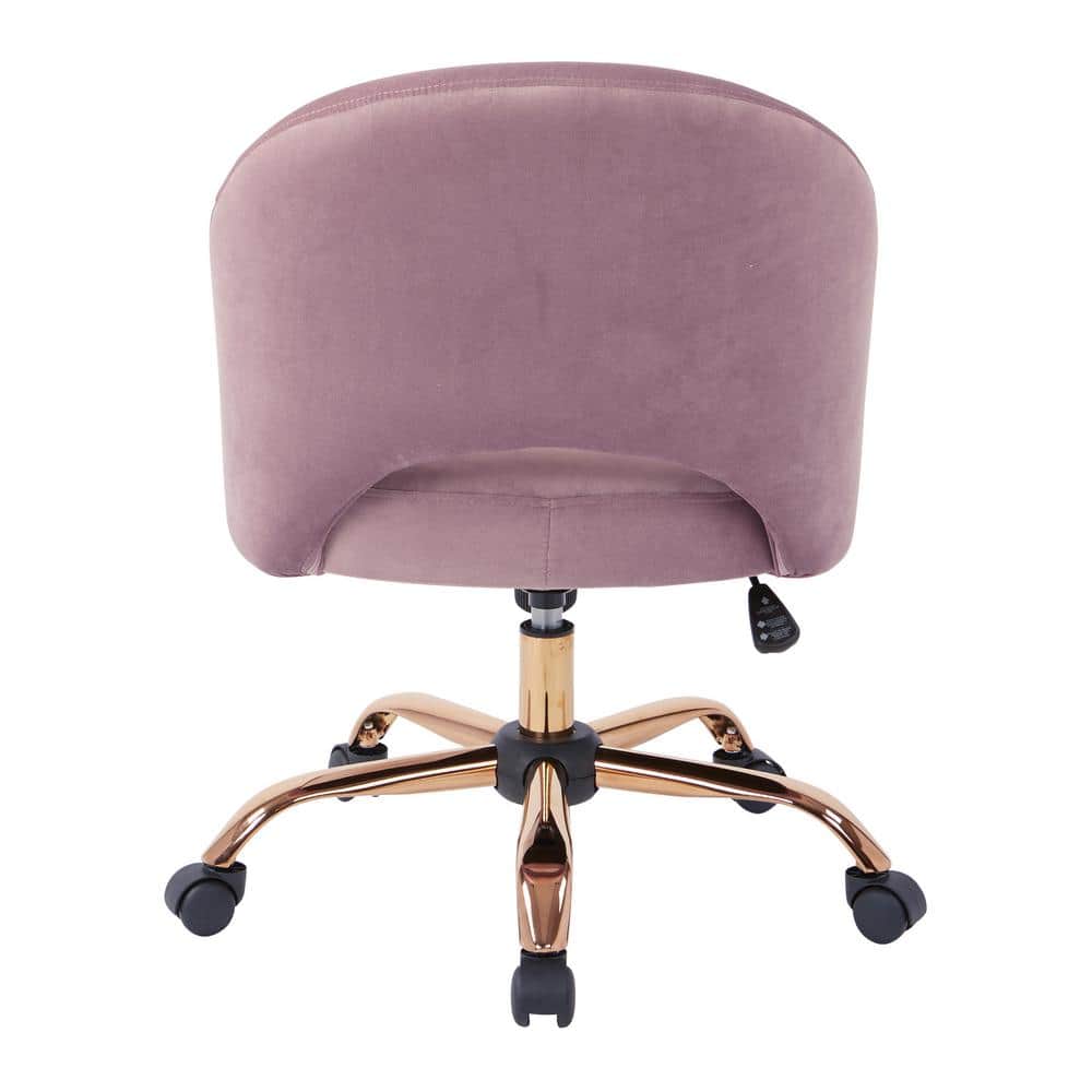 Mauve Leather and Metal 29" Swivel Accent Chair