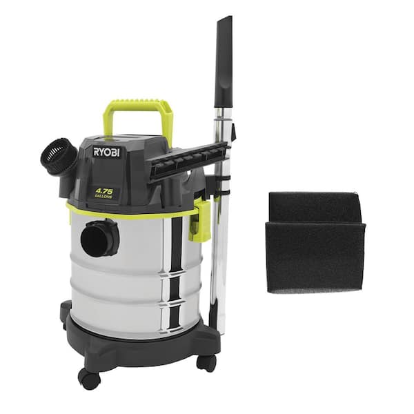RYOBI ONE+ 18V Cordless 4.75 Gallon Wet/Dry Vacuum (Tool Only) with Foam Filters (2-Pack)